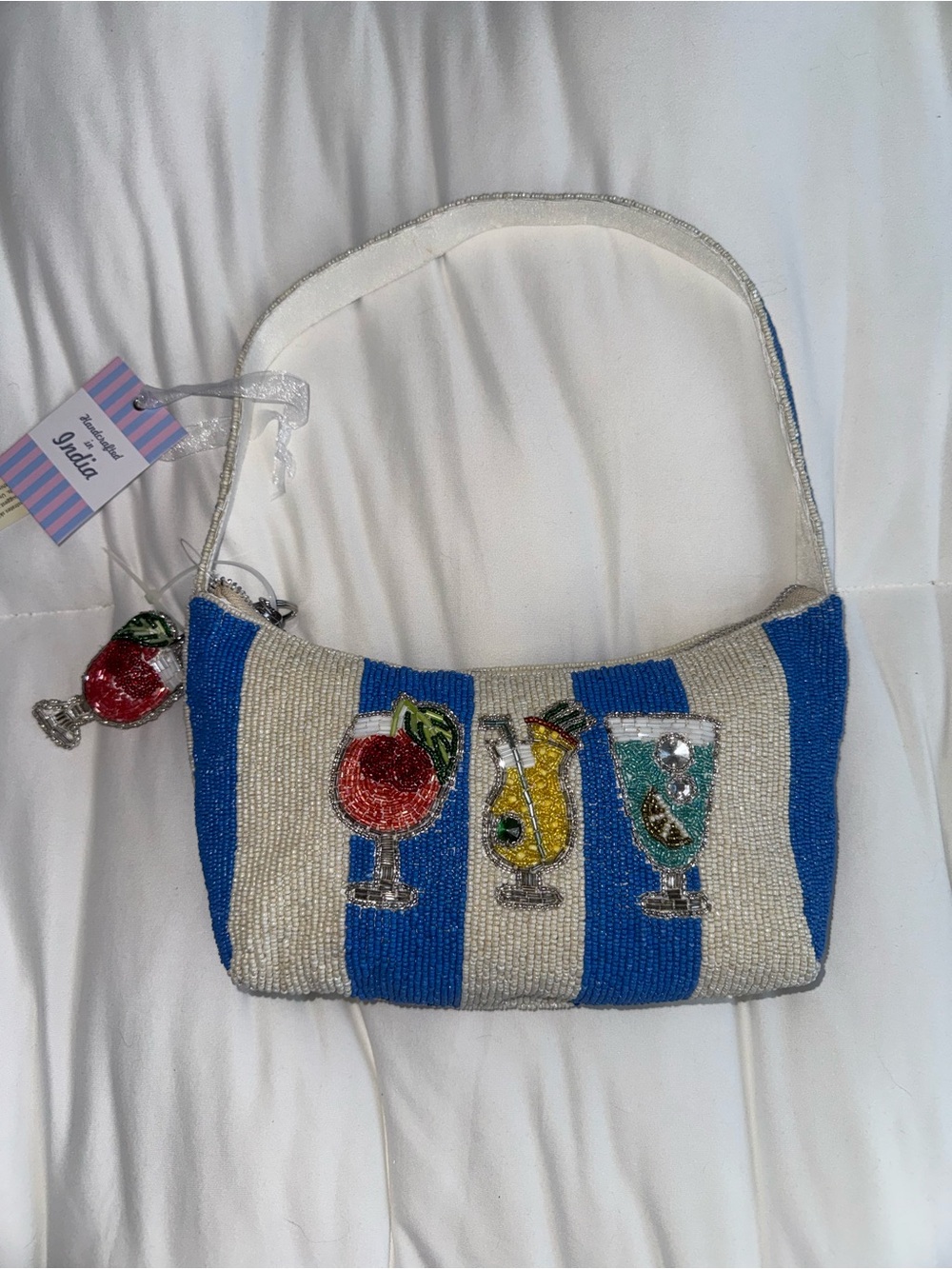 Cocktails Beaded Shoulder Bag Handmade in India New with Tags - Picture 2 of 16